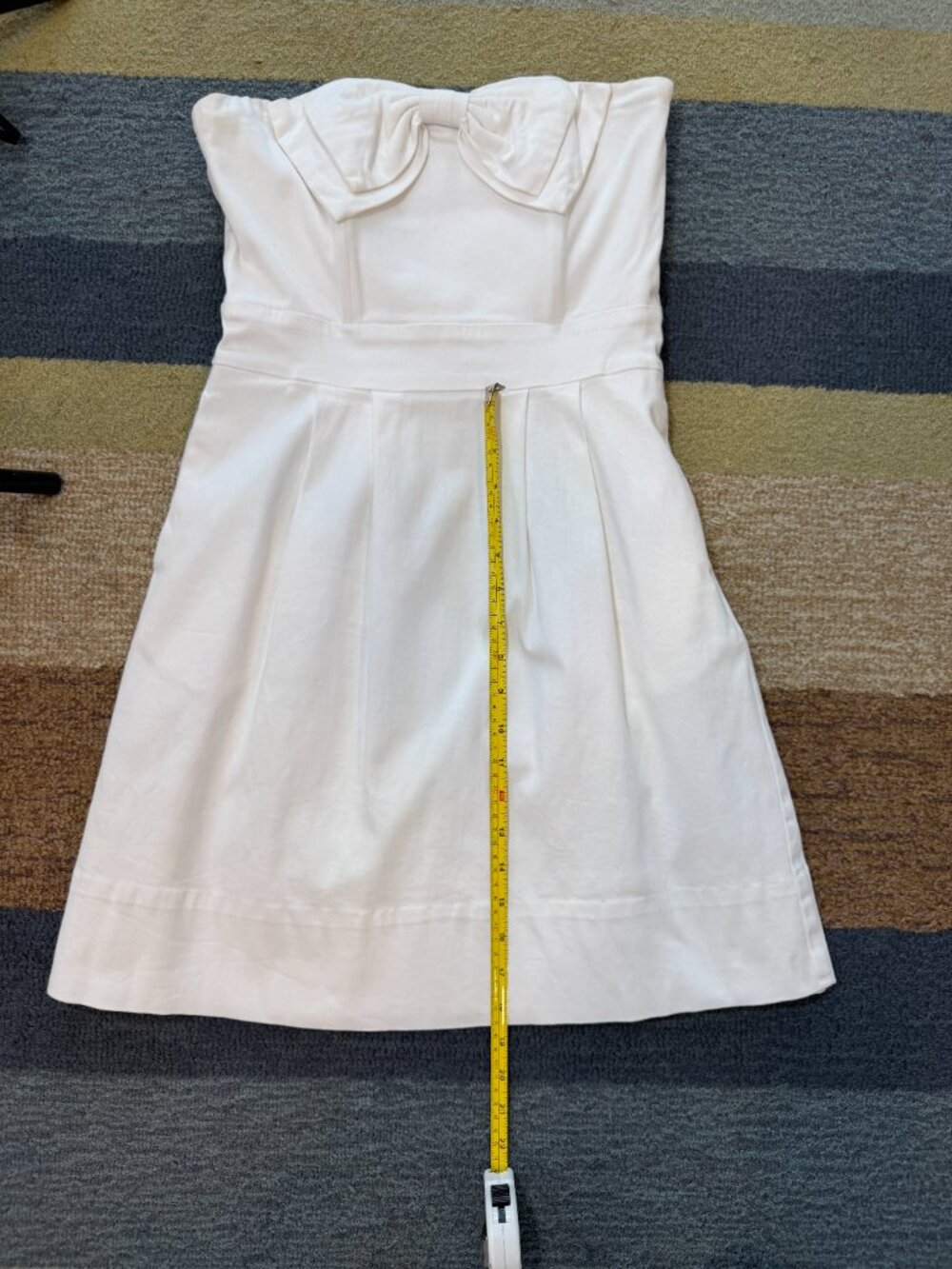 Gretchen Scott White Strapless Bow Fit & Flare Dress M Bridal Rehearsal - Picture 7 of 13